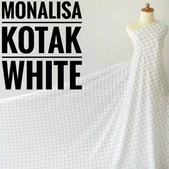 Kain wolfis monalisa motif kotak white/kain woolpeach/kain monalisa/kain meteran (harga per ½ meter)