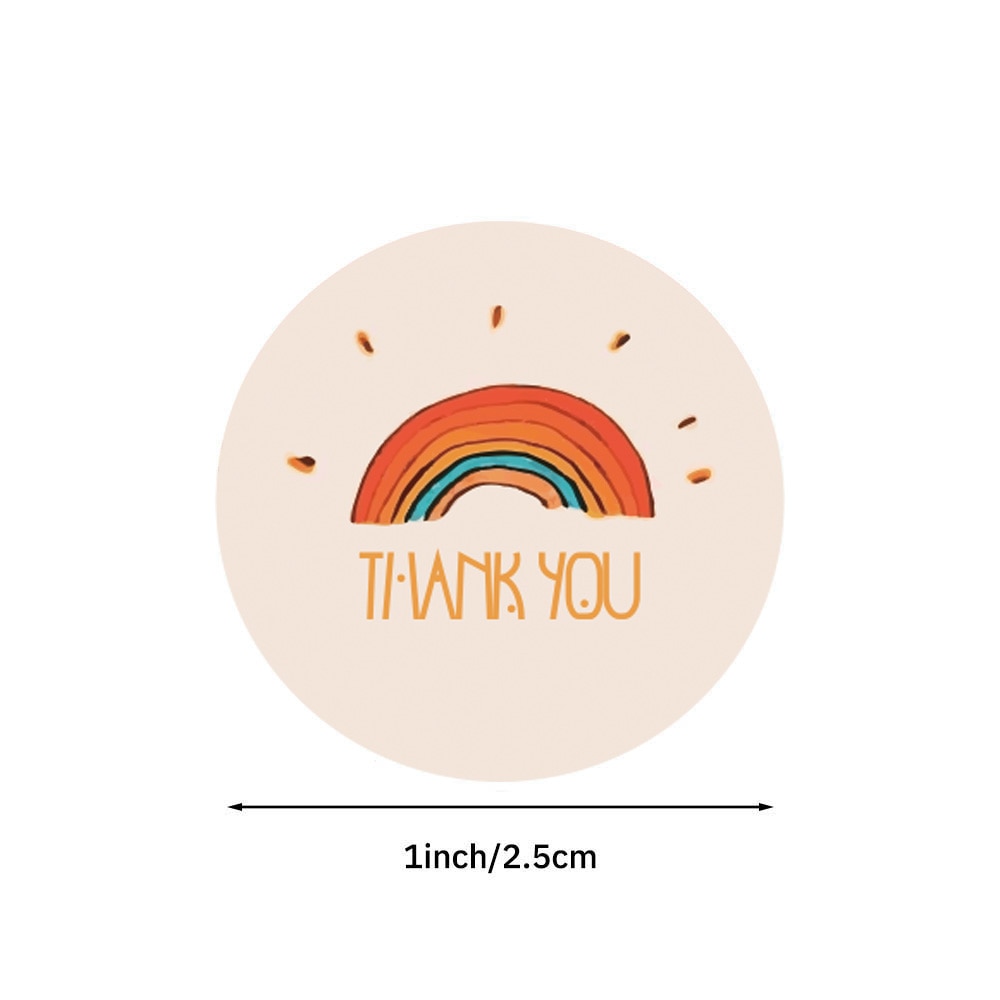 500pcs Cartoon Thank You Stickers Cute Sun Rainbow Clouds Sticker for Handmade Gift