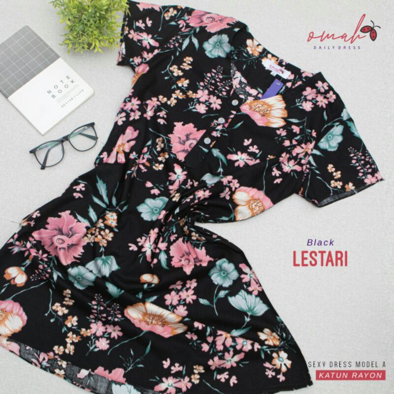 Homedress Lestari/ daster Selutut Rayon by Omah Daily