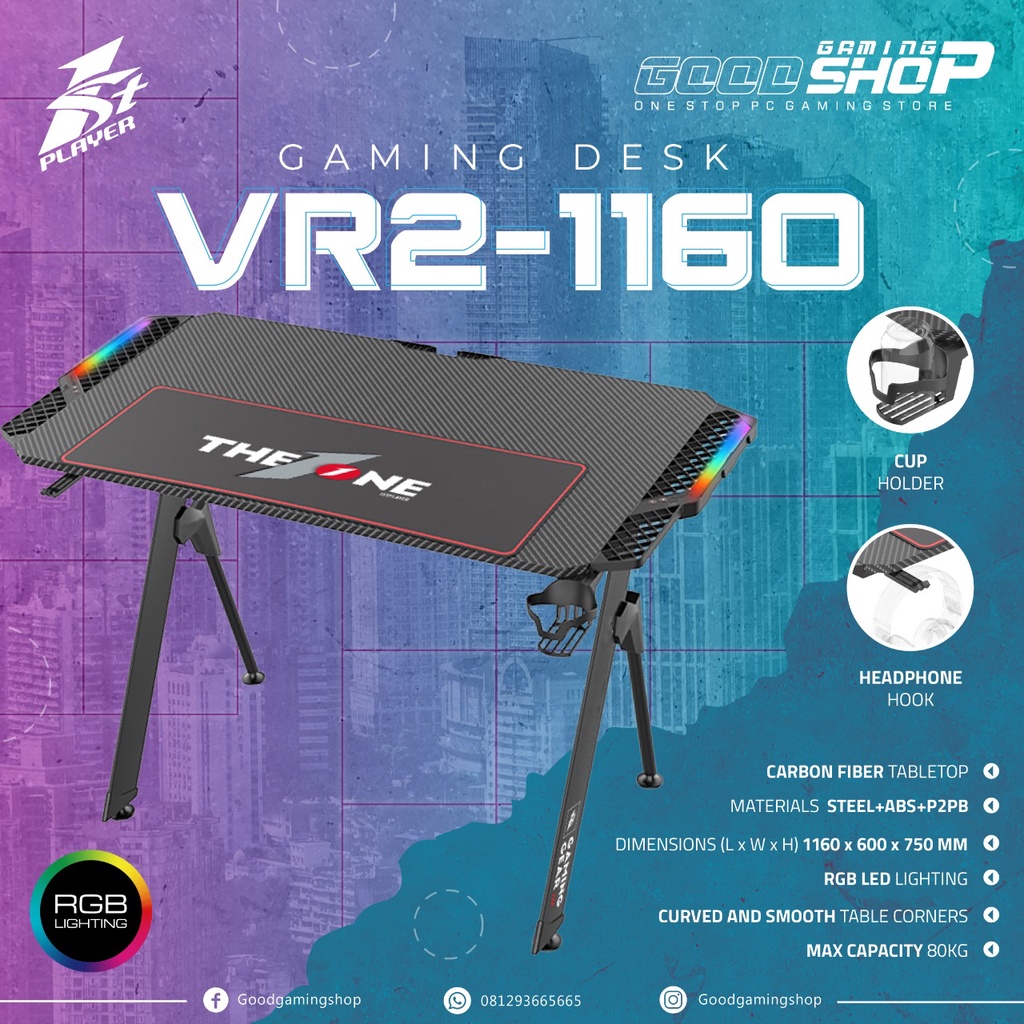 1STPLAYER VR2-1160 RGB - Gaming Desk