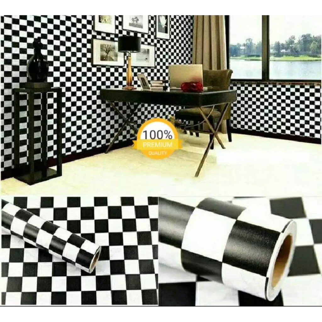 Wallpaper Dinding Garis Hitam Putih Minimalis 45cm X 10m Shopee