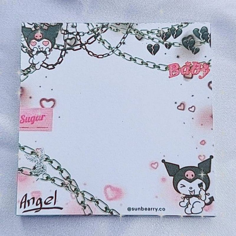 Memo pad by sunbearry.co custom memo pad bts snoppy aesthetic star scrabook-Melody pink chain