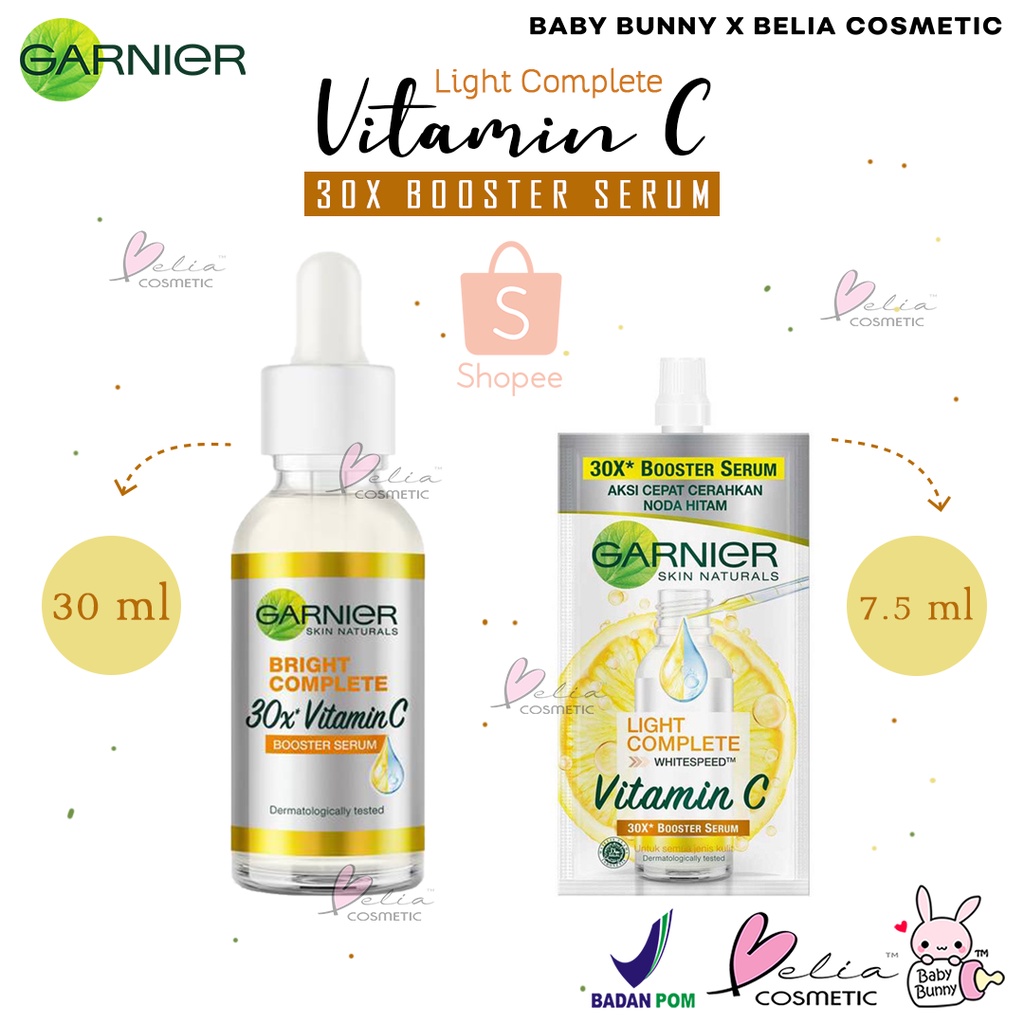 ❤ BELIA ❤ Garnier Light Complete Vitamin C 30x Booster Serum 30mL |  7.5mL (✔️BPOM)