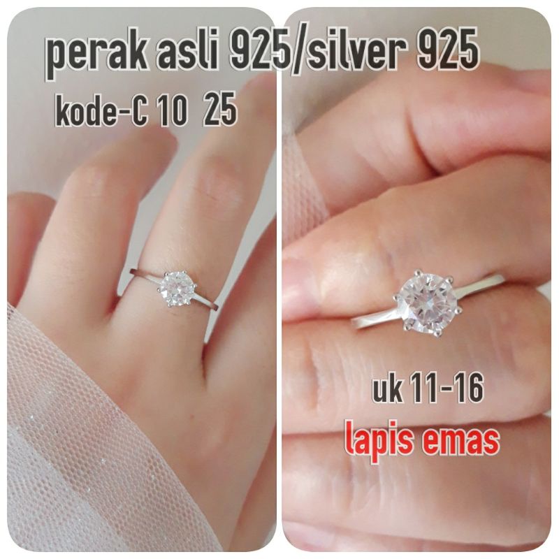Cincin desi mata kilau perak asli 925 lapis mas putih/cincin wanita/cincin perak murni/kado cincin/c