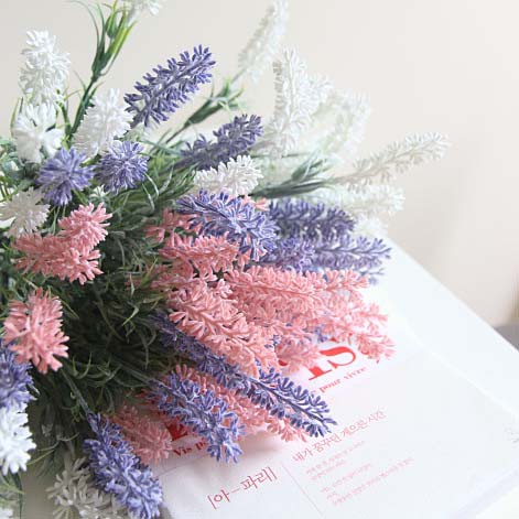 AF08 Bunga Plastik / Artificial Flower Lavender Snowy Import Dekorasi-1