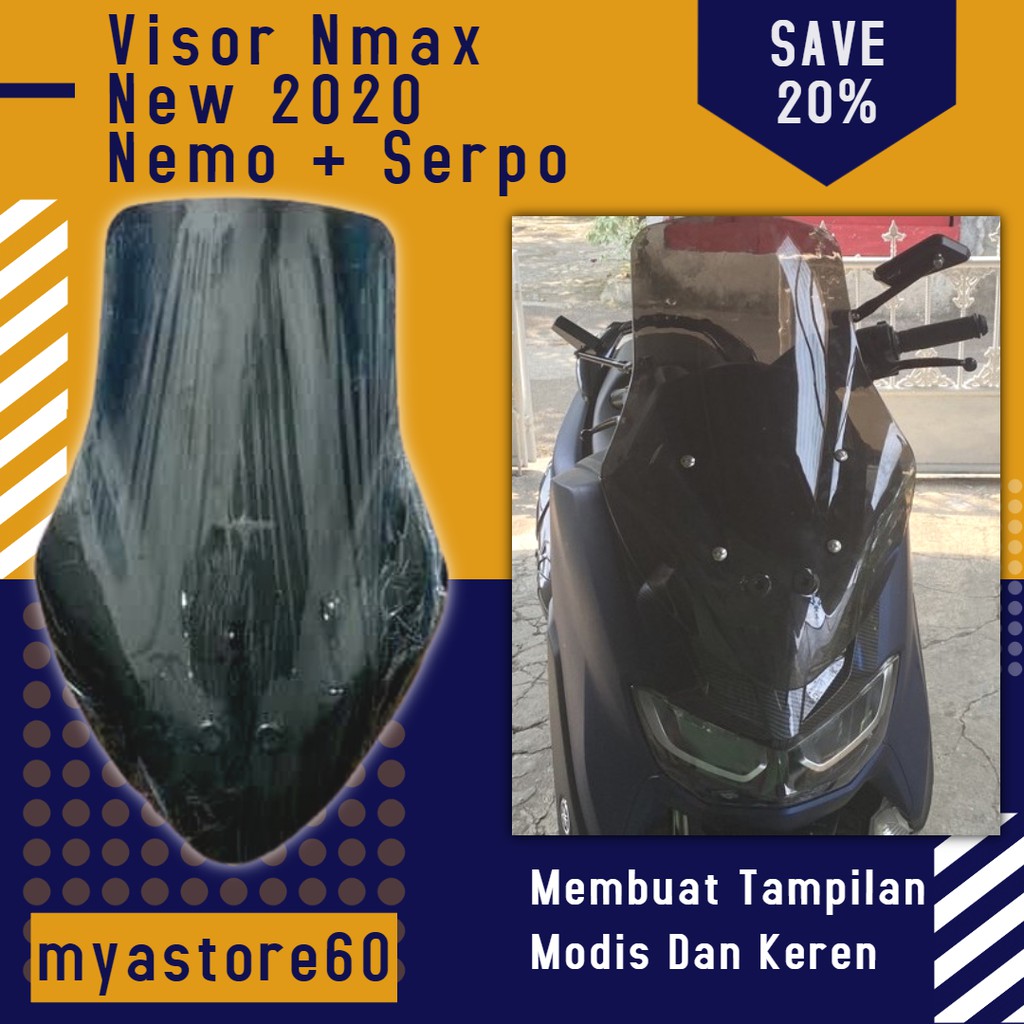 Windshield Winsil Visor Nmax New 2020 Nemo + Serpo Nmax New 2020 + Bracket Adjustable Nemo Aksesoris