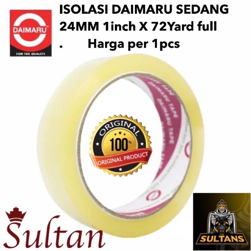 PROMO PER 1PCS ISOLASI LAKBAN DAIMARU ORIGINAL UKURAN SEDANG 24MM 1INCH 72YARD FULL