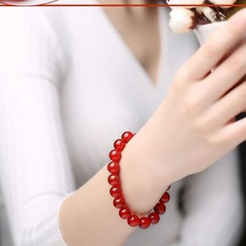 Gelang Tangan Batu Kristal Agate Carnelian Merah Natural Untuk Wanita