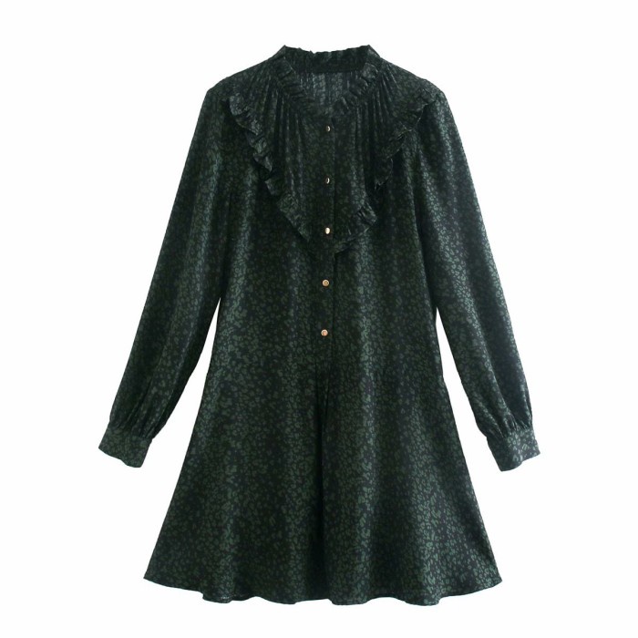 Dress Import Wanita Motif Leopard Warna Hijau Tua