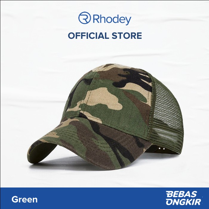 Topi Pria Topi Baseball Trucker Cap Hat Army Camouflage - Gray - green(C8E8) Topi Baseball Polos Top