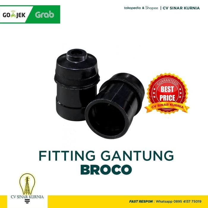 Fitting Lampu Gantung Merk BROCO Warna Hitam | FITTING GANTUNG BROCO