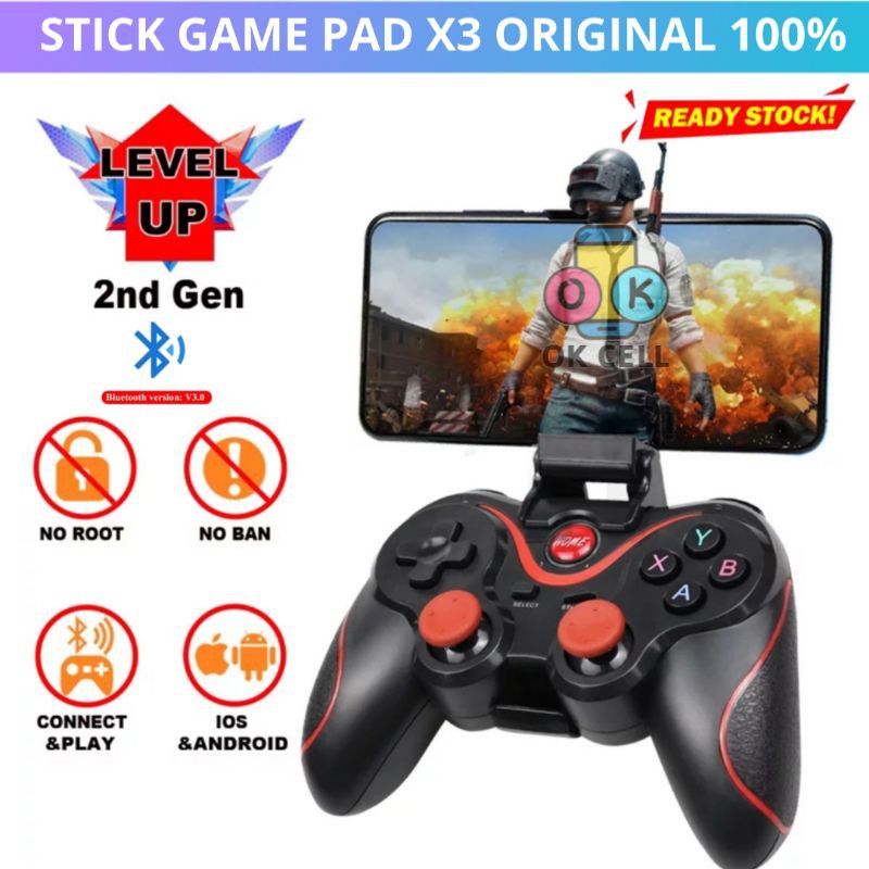 ORIGINAL X3 - Gamepad Stick Gaming Bluetooth Hp Android IOS PC Laptop - Game Pad Stik Game Wireless