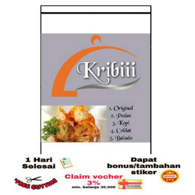 

Print stiker produk makanan dll 5*5 !! Min. 40pcs | 1 HR LANGSUNG JADI