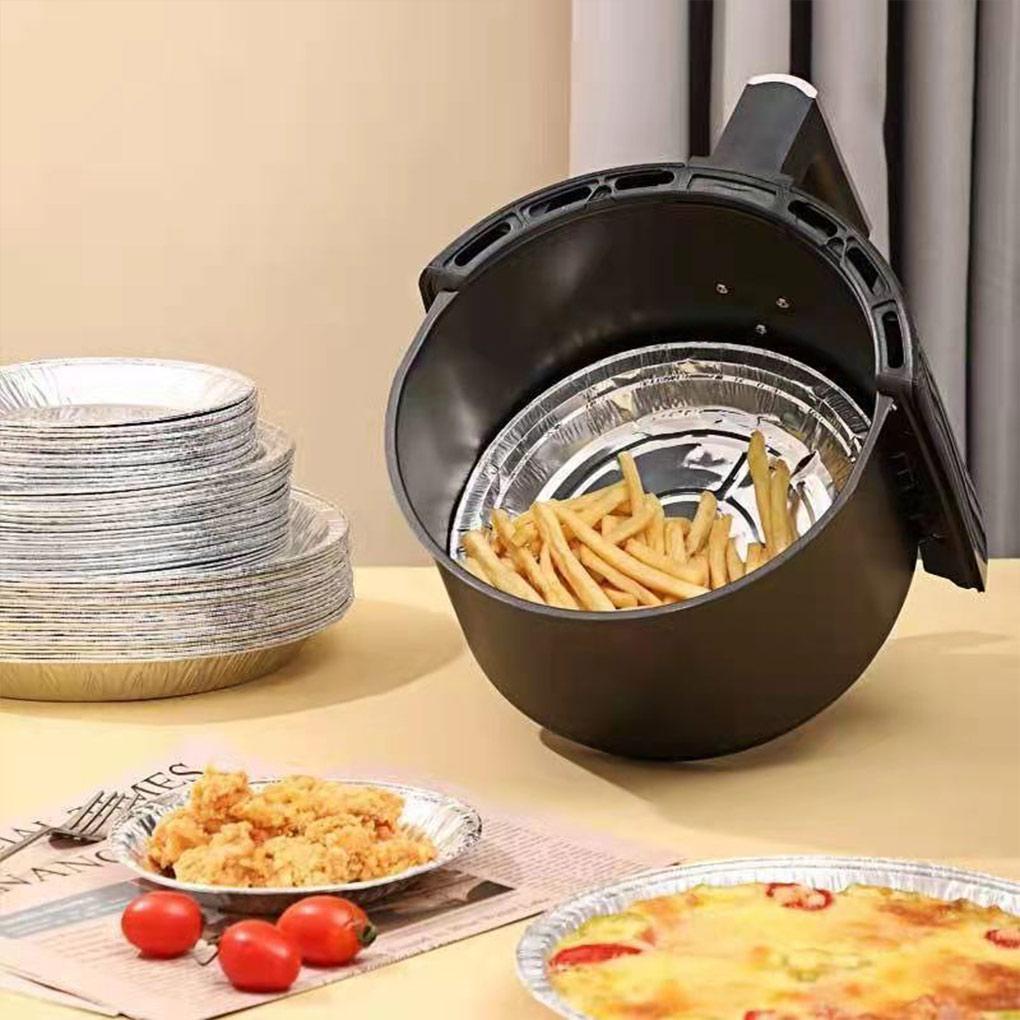 50pcs Air Fryer Tinfoil Pad Bakeware Fitting Alat Dapur Sekali Pakai Non-stick Barbekyu Liner Aksesori Memasak