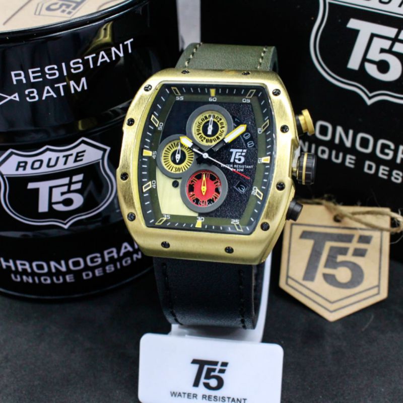 JAM TANGAN PRIA T5 H 3877 ORIGINAL TWO TON STRAP CHRONOGRAPH STOPWATCH