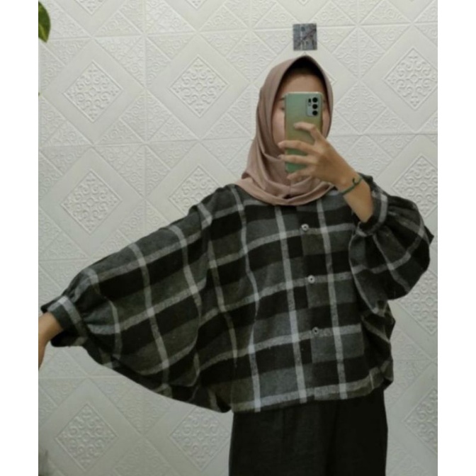 KEMEJA TAMARA BATWING [ MOYGE BATWING FLANEL ] KEMEJA KOTAK KOTAK WANITA