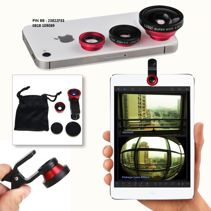 Lensa clip universal 3 in 1 (fish eye, macro lens, wide lens)