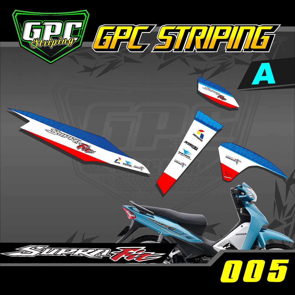 Sticker Striping Honda Supra Fit 005-Stiker Variasi List Motor Motif Pertamina Mandalika GPC