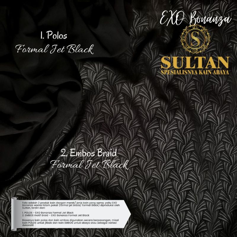 50CM EMBOS BRAID EXO BONANZA FORMAL BLACK KAIN SULTAN (BAHAN FORMAL JETBLACK)
