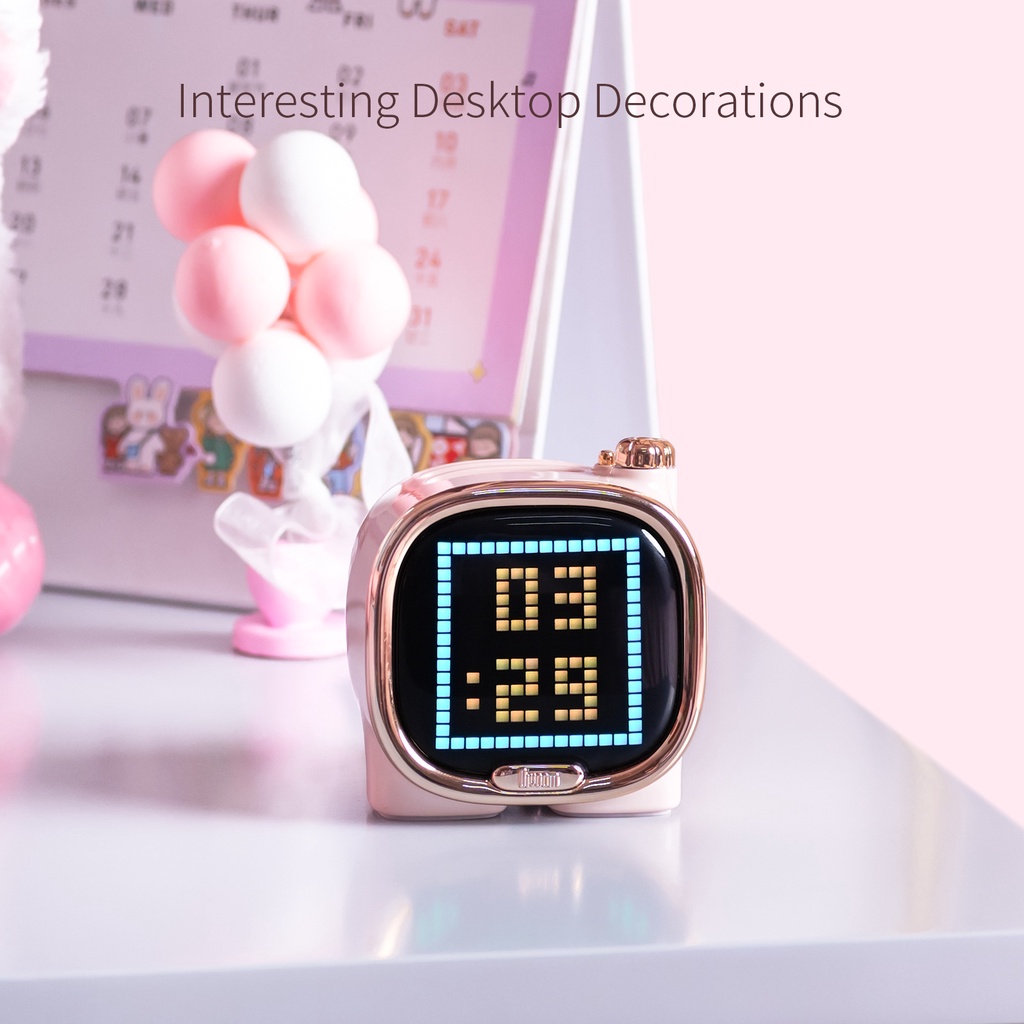 Divoom Zooe Pixel Art Bluetooth Speaker Mini Portabel Nirkabel Musik Speaker Desktop Pengaturan Hadiah Natal untuk Anak-anak pink