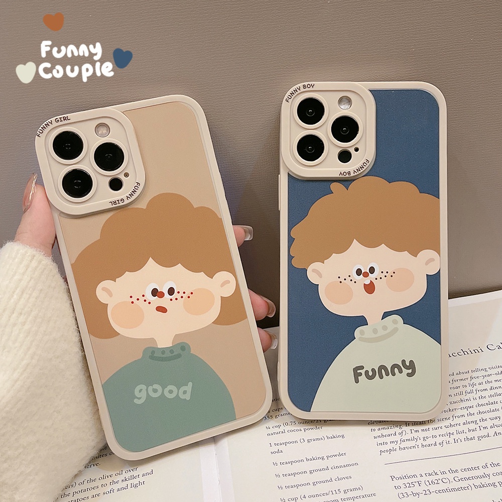 IPHONE Casing Hp Couple Kartun Lucu Anak Laki-Laki Dan Perempuan Bahan Silikon Cover Untuk Iphone7 8 PLUS X XR XS 11 12 13 14 MINI PRO MAX SE 2020