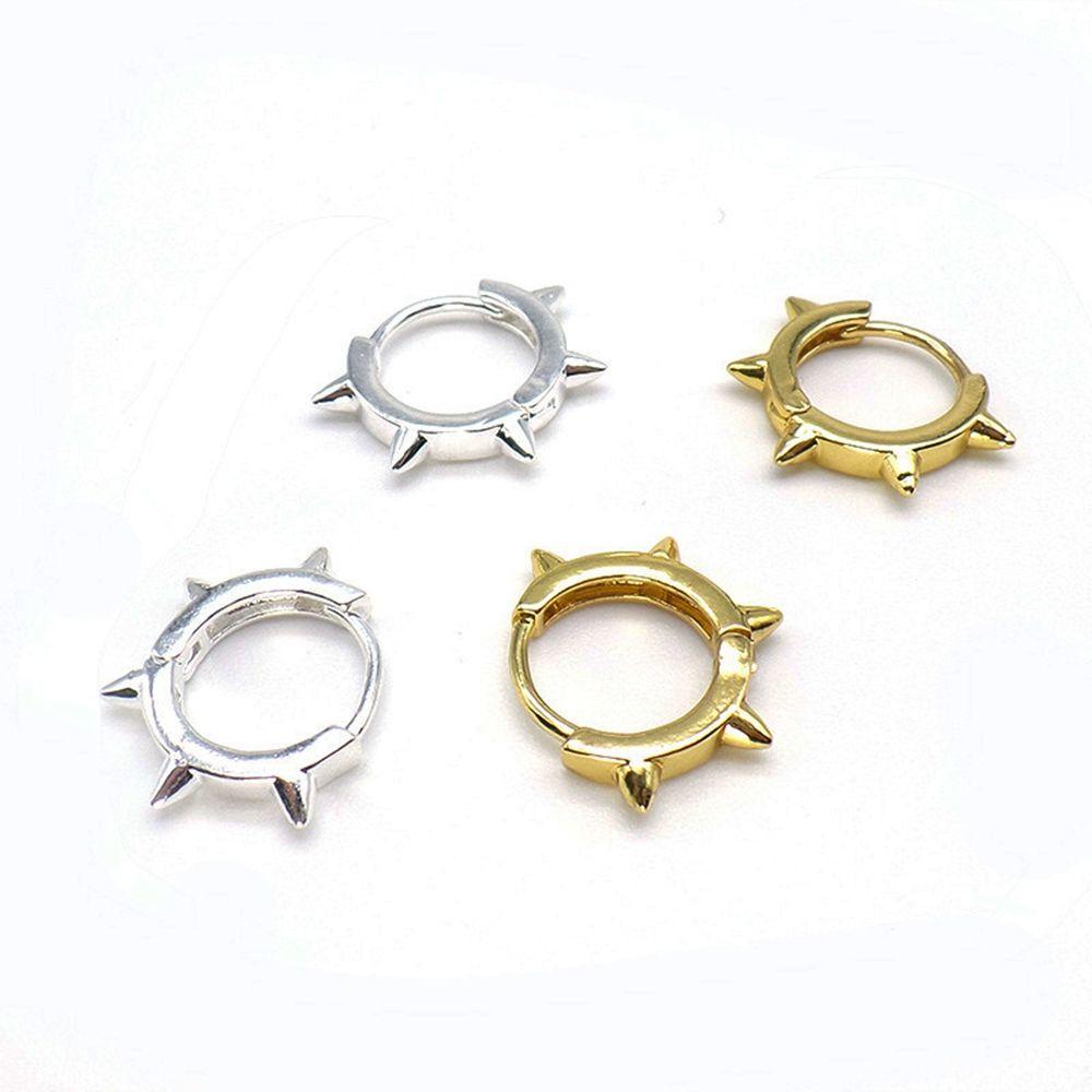 Mxbeauty Anting Hoop Anti Karat Keren Gaya Punk Wanita Lingkaran Anting Perhiasan Fashion Rivet Pria Earring