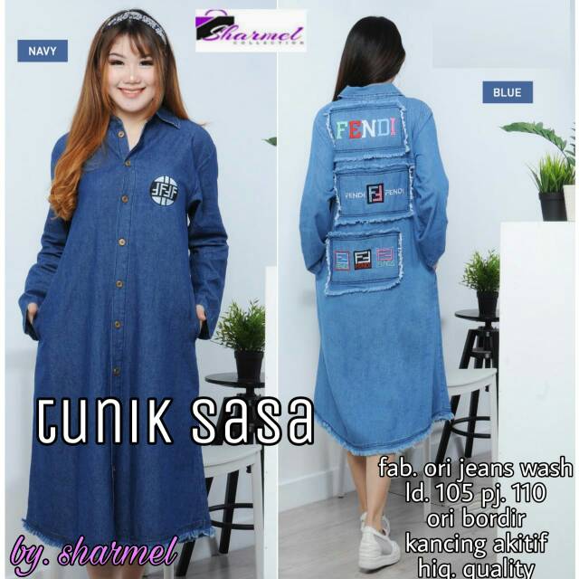 Sasa Long Tunik jeans bordir