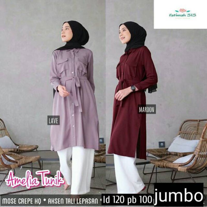 Tunik Polos Moscrepe//Tunik Fuul Kancing bahan Moscrepe