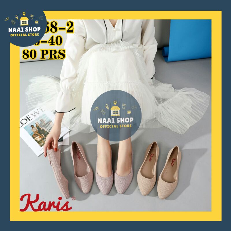 Sepatu Flat Karet Wanita Motif Salur Soft Color Size 36-40 Flat Shoes Jelly Import Premium Outfit Fashion Casual Slip On Cewek Korea Style Murah Selop Kerja Kuliah Sekolah Kekinian Slop Kasual Terbaru Pantofel Hak Rendah Terlaris Karis 568 Naai Shop