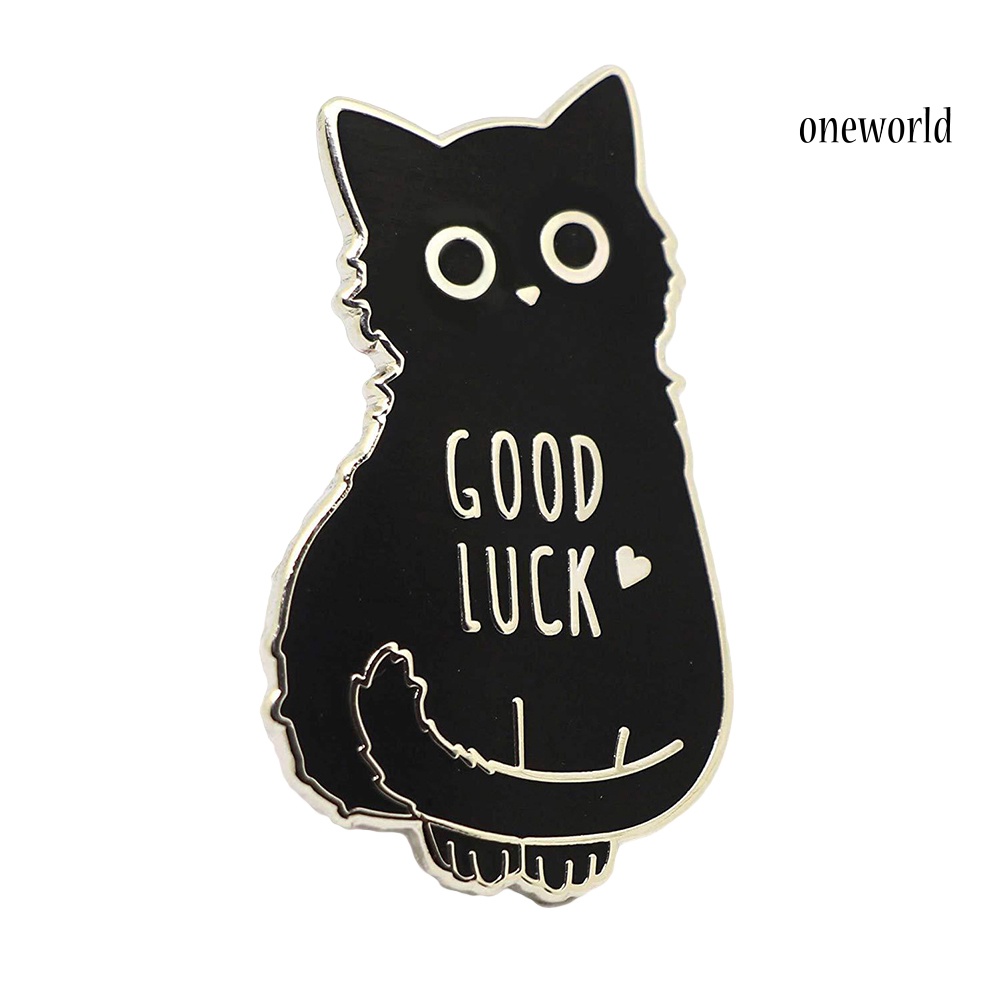 OW@ Good Luck Cartoon Cat Shape Brooch Pin Sweater Shirt Jacket Collar Breastpin