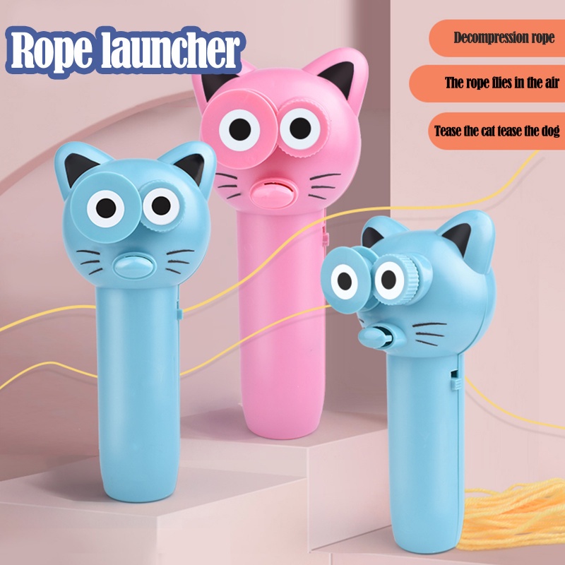 Hot ZipString Rope Launcher Propeller Toys Cute Cat String Controller Rope Flying Funny Party Electric Toy For Kids Xmas Gifts