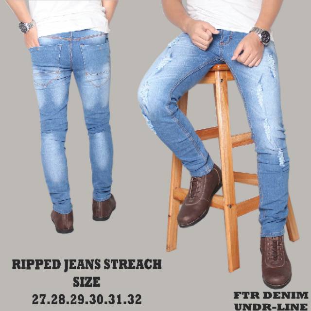 Skinny Celanajeans Celanapanjang Celanapria BH913 CELANA JEANS PRIA HITAM SLIMFIT SOBEK SOBEK COWOK