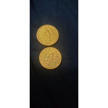 koin emas kuno liberty asli 1881 amerika