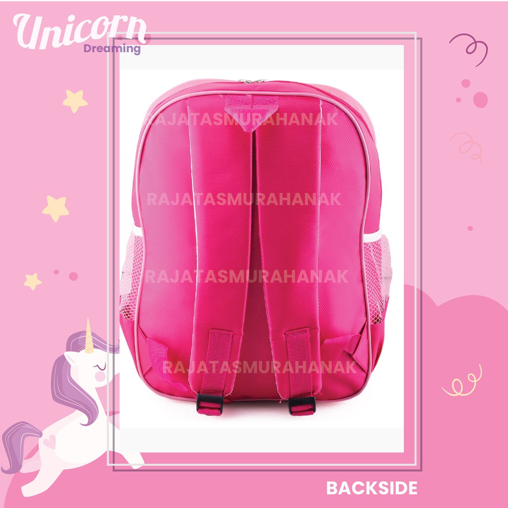 Tas Ransel Anak Perempuan Karakter - UNICORN / LOL - HORN 3D EFFECT - COOL BACKPACK + FREE BOTOL / LUNCHBOX