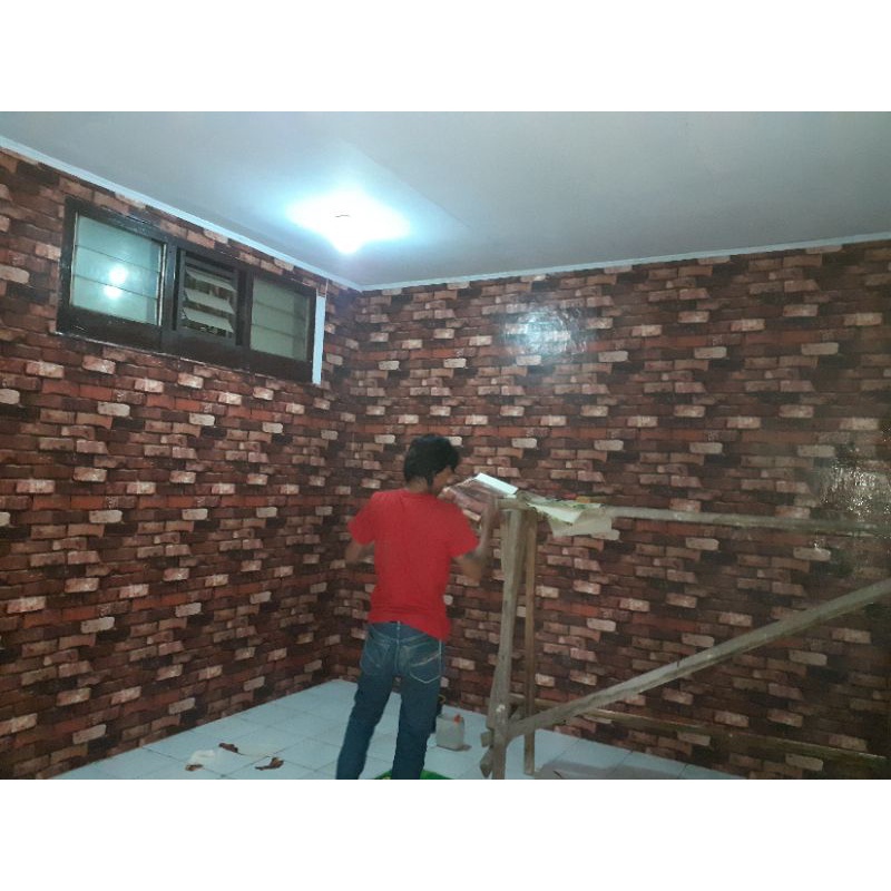 jasa pemasangan wallpaper dinding stiker wallpaper 3D dan wallpaper vinyl timbul ukuran 53 CM * 10 m