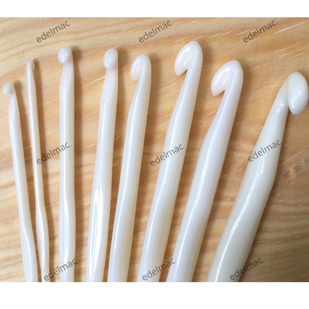 1pc | Ecer Jarum White Plastic Crochet Hook  | Alat Rajut Hakpen