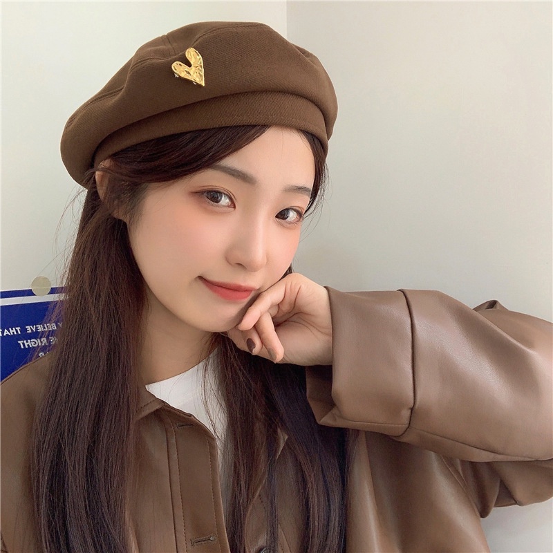 Topi Baret Bahan Wol Gaya retro Korea Untuk Musim Gugur Dan Dingin