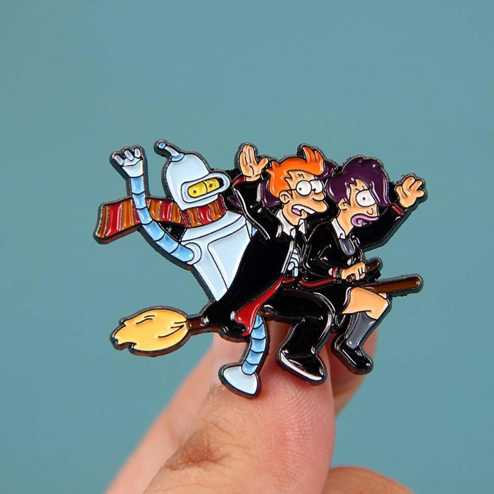 Lanfy Film Futurama Liontin Anak Kartun Terbang Ke Masa Depan Perhiasan Aksesoris Philip J.Fry Badge Lapel pin Gantungan Kunci