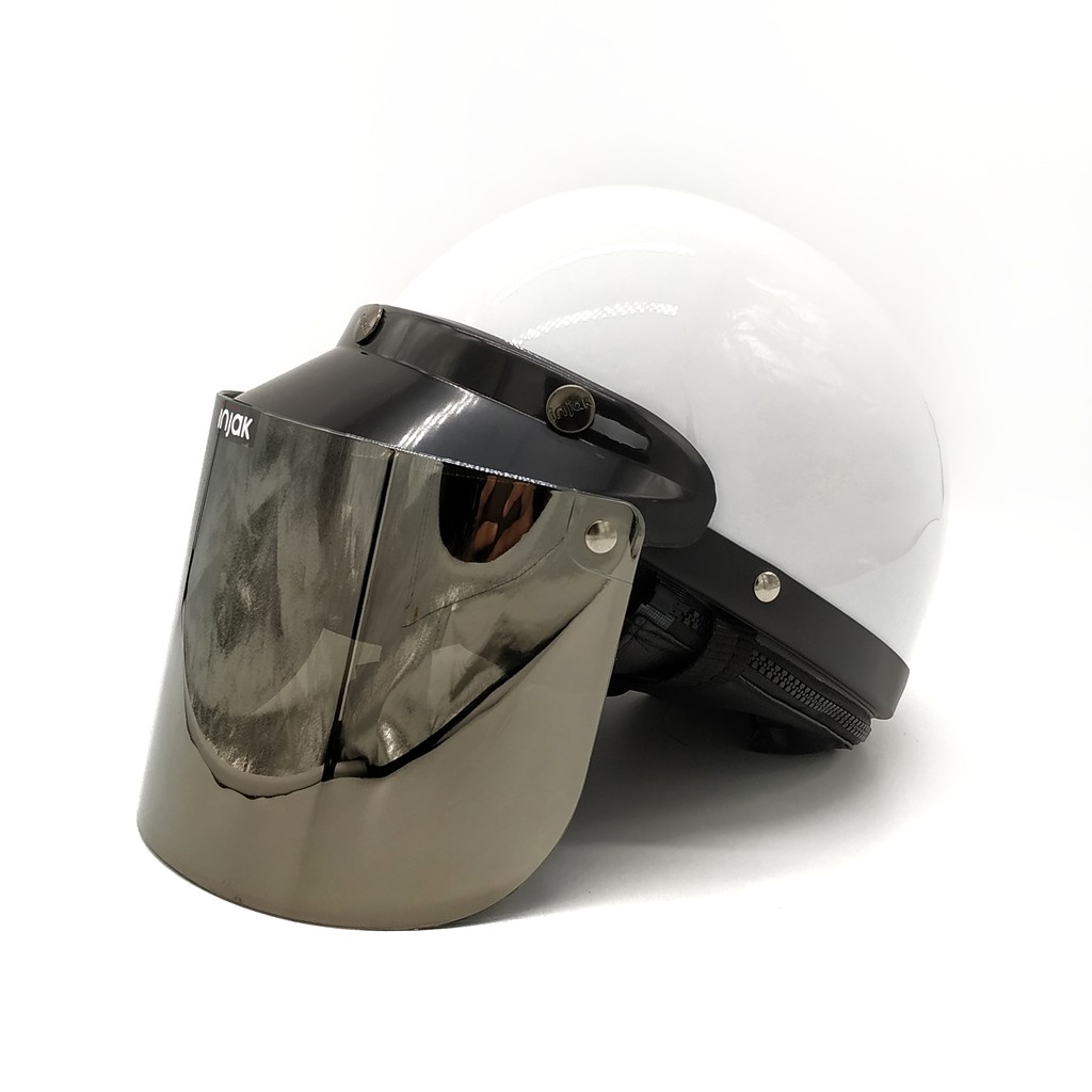 Helm Chips Premium + Kaca Flat Injak (Helm Retro/Helm Chip/Helm Vespa/Helm Classic/Helm Bogo)