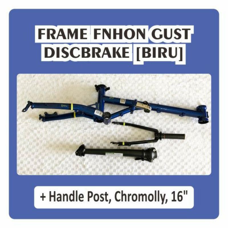 Frame Fork Fnhon Gust Biru Discbrake Disc Blue Saphire Sepeda Lipat