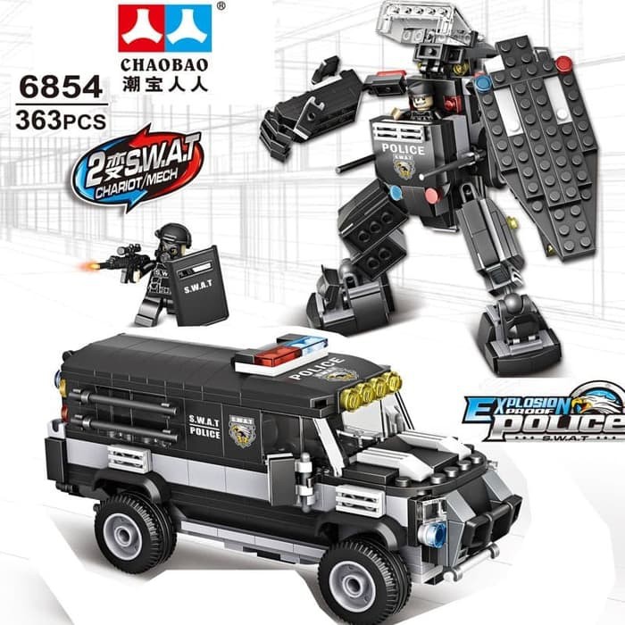 LEGO BRICKS TEAM ACTION POLICE SWAT EXPLOSION PROOF 2IN1 TYPE 6854 ROBOT DAN MOBIL TIM PENJINAK BOM