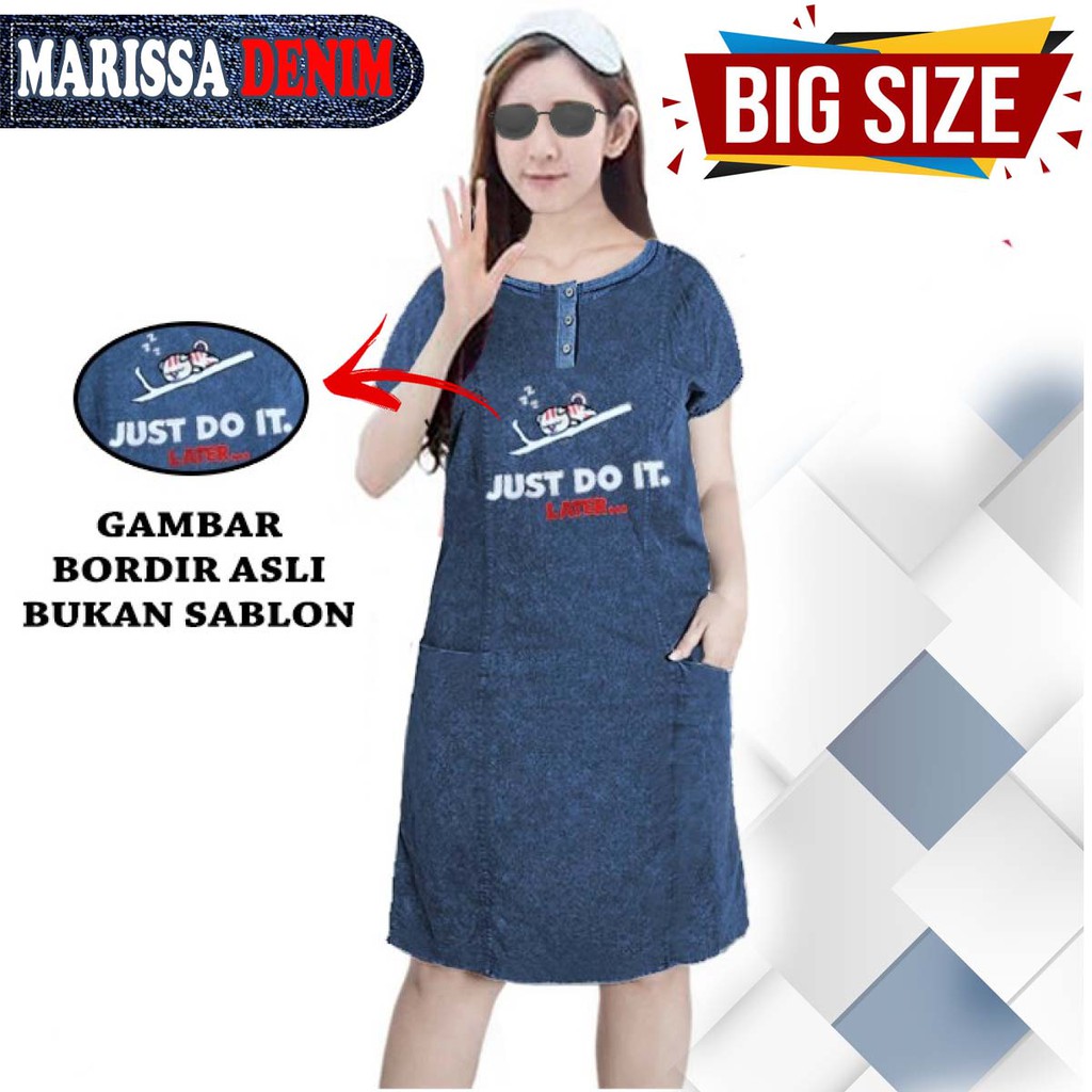 LVB Dress Wanita MARISSA DENIM / gaun / Atasan Muslim Wanita / Long Tunic Uk.XL - XXL - 3XL