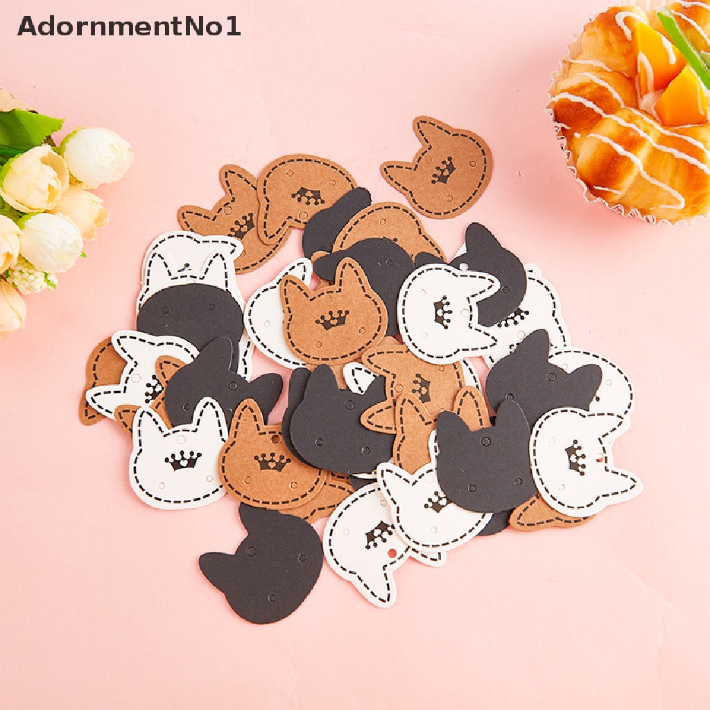 (AdornmentNo1) 100pcs / Set Kartu Tag Harga Motif Kucing Untuk Display Perhiasan