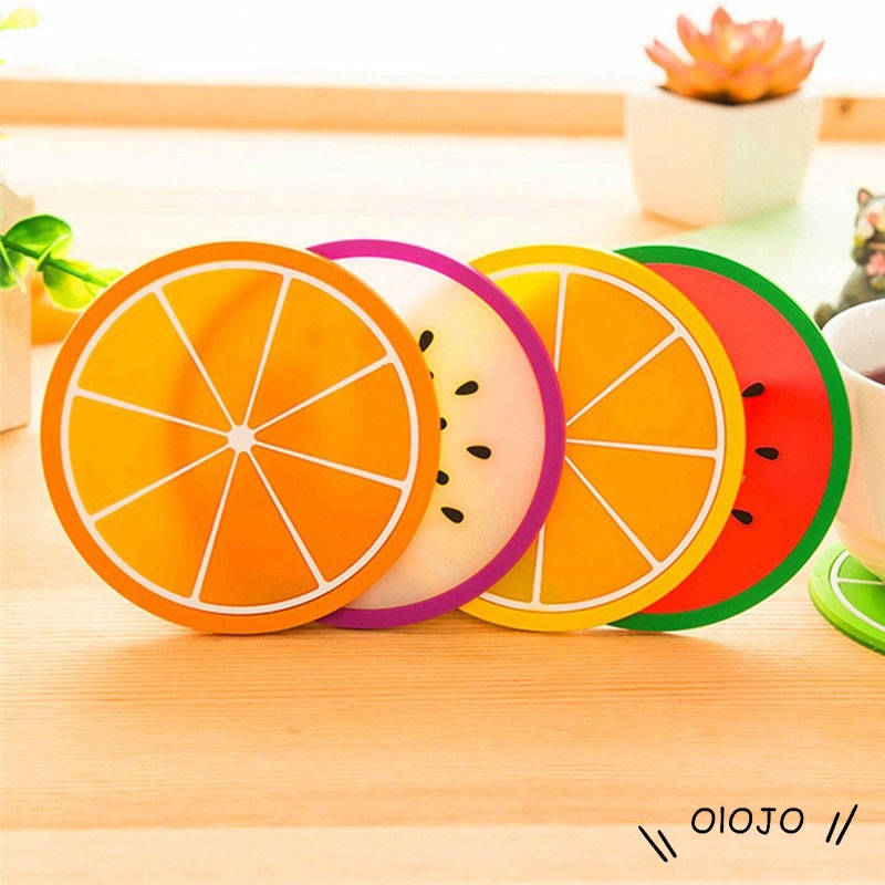 Fruit Shape Silica Gel Cup Glass Mat Tatakan Gelas Cangkir Motif Buah - ol