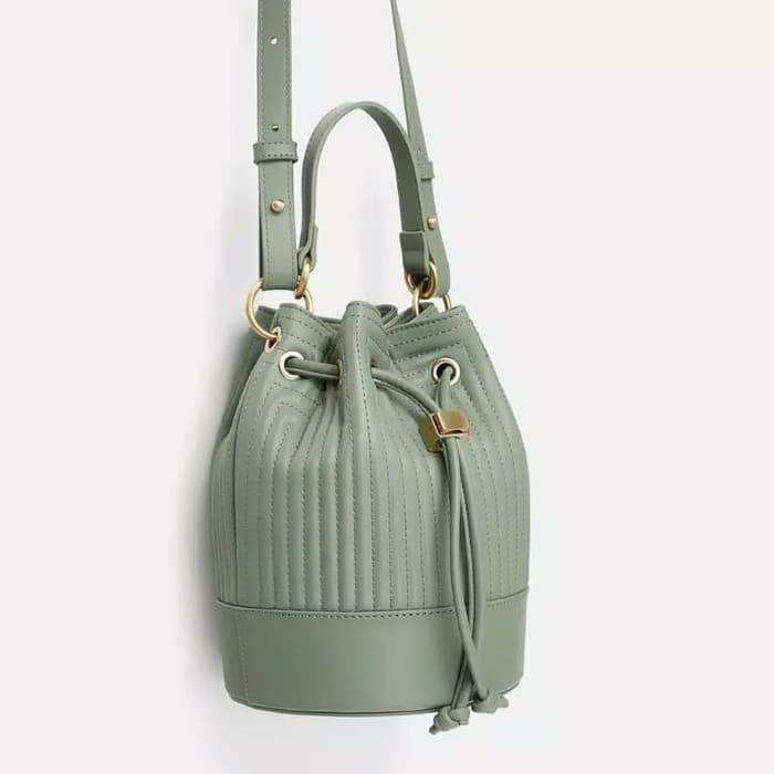 Tas Zara Serut Original Impor Tas Wanita Handbag - Hijau Tosca
