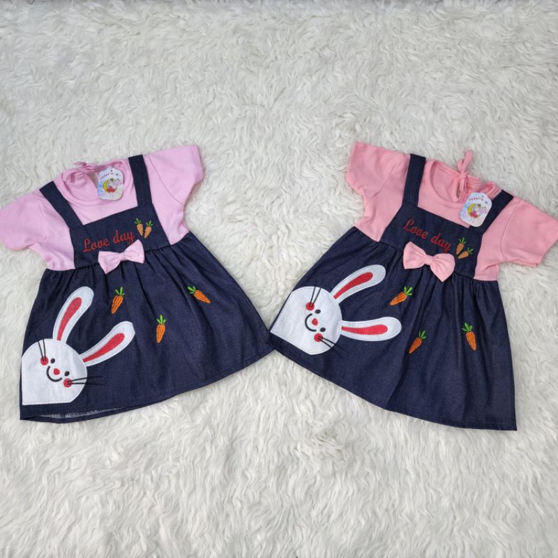 baju bayi perempuan  dress RABBIT DENIM