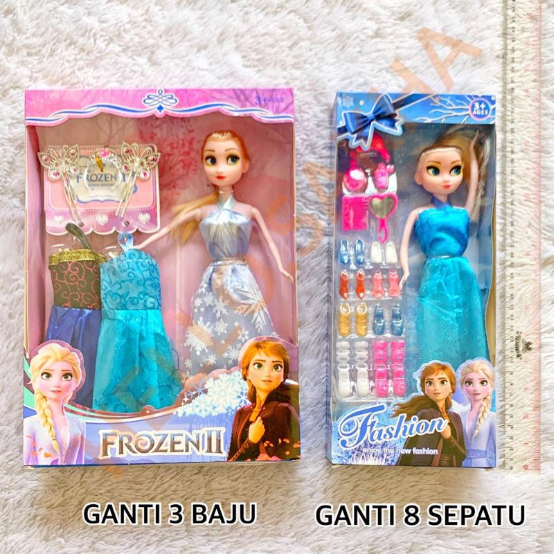 MAINAN BONEKA FROZEN ANNA ELSA GANTI BAJU DAN SEPATU MAKEUP