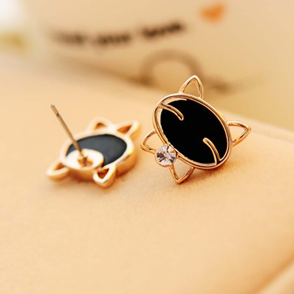 OILA anting emas kucing diamond  earrings cat diamond gold  JAN002 (1H4)