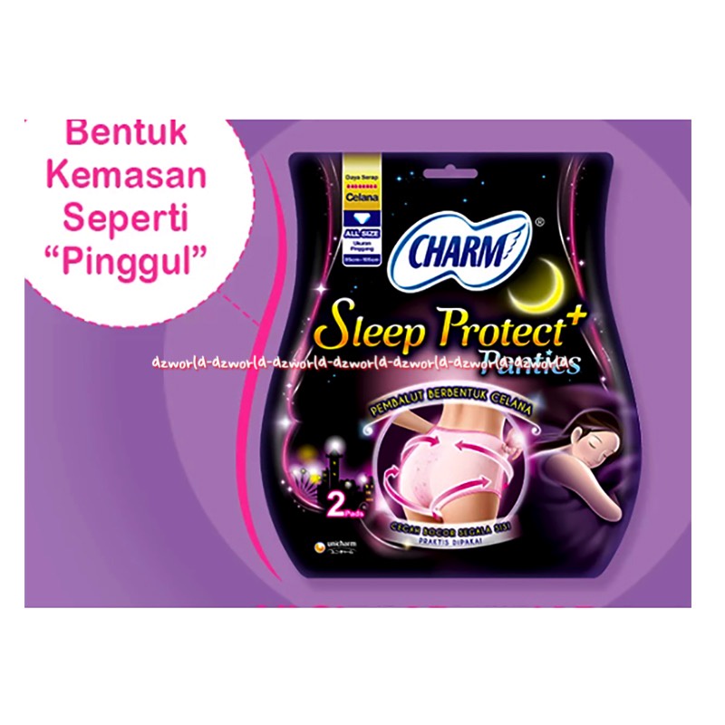 Charm Sleep Protect Panties 2pads Pembalut Berbentuk Celana Cegah Bocor Segala Sisi Charm Panties Pant Pembalut Celana