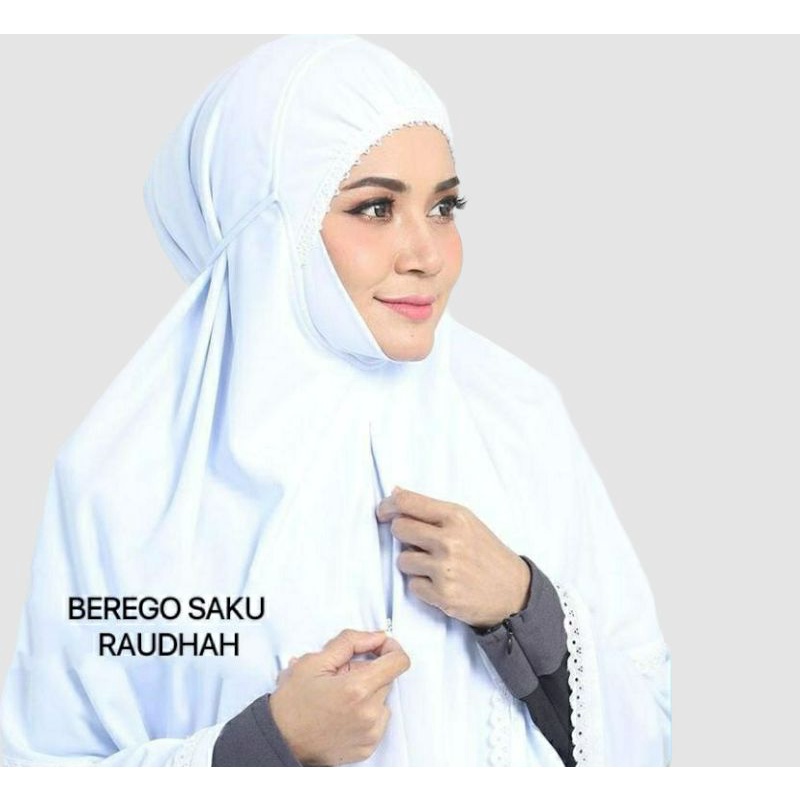 Bergo umroh putih raudhah kerudung instan
